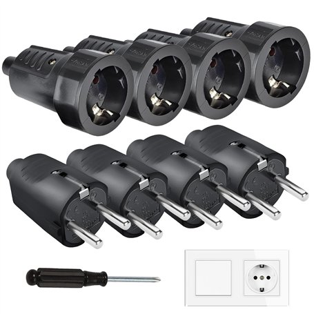 Lot de 8 Connecteurs Schuko