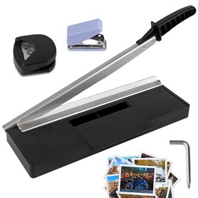 Massicot A4, 34 cm En Acier Inoxydable avec Base Métal Et Arrondis R4, Massicot Guillotine Manuel, Coupe Papier Précis pour 8 Fe Massicot A4