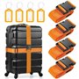 Kezidhp Lot de 4 Sangle Réglable pour Valise avec Étiquettes de Identification - Accessoire de Voyage Avion Universel pour Bagag