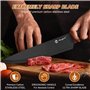 Kezidhp Ensemble de 7 Couteaux de Cuisine avec Bloc - Lames en Acier Inoxydable Aiguisées, Manches Ergonomiques Antidérapants -