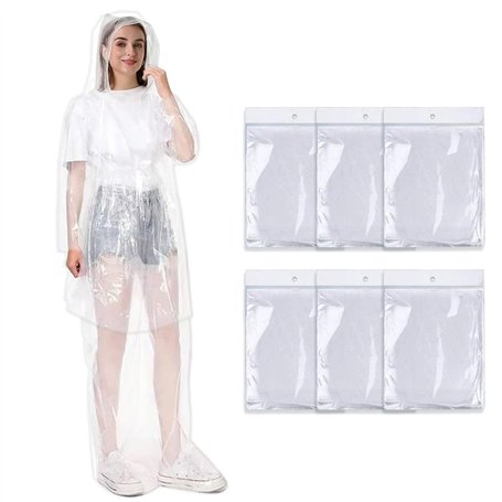 6 Pièces Poncho de Pluie Jetable