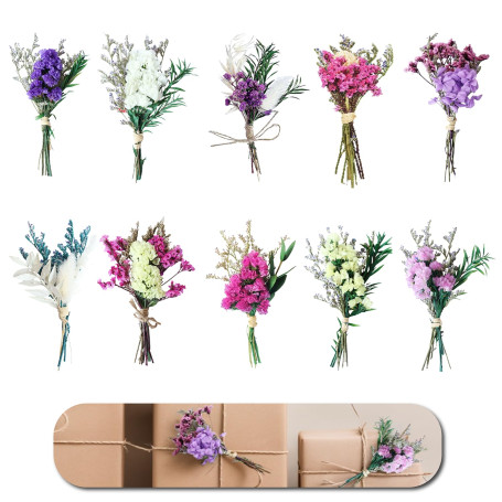 RHQFDM Lot de 10 petits bouquets de fleurs séchées - Décoration naturelle séchée - Pour bricolage