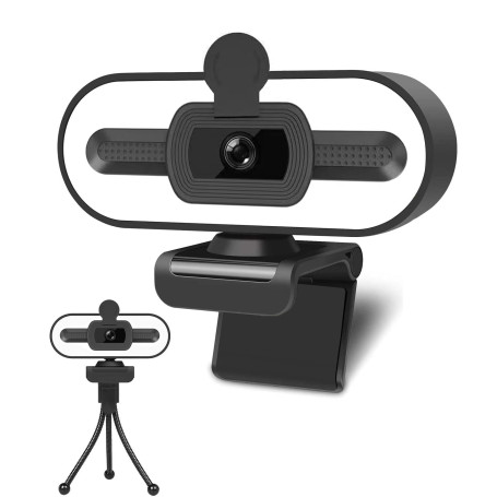 GKEAPZA Webcam avec microphone à lumière annulaire - Caméra Web streaming 1080P Full HD Pro pour PC