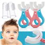 6 Pcs Brosse à Dent Enfant en Forme de U pour Enfant et Bébé avec Tête en Silicone