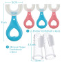 6 Pcs Brosse à Dent Enfant en Forme de U pour Enfant et Bébé avec Tête en Silicone, Masse les Gencives et Fournit un 360° Nettoy