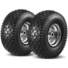 Soiiw 15x6.00-6 pneus et pneus avant de roue 2 Pack pour artisans Husqvarna tondeuse à gazon 3 pouces centré hub perforation ID