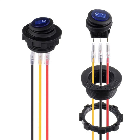 HUAREW bleu rond LED interrupteur à bascule boîtier étanche 3 broches 12V20A pour/voiture/Yacht/rénovation d'appareils ménagers