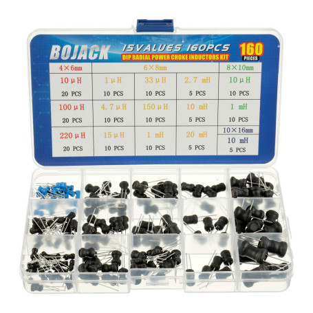BOJACK 15 valeurs 160 pièces inductance 10 uH à 20 mH DIP Kit d'assortiment d'inductances d'inductance radiale