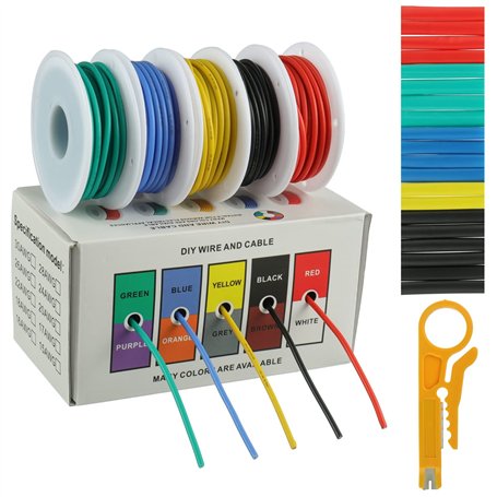 BOJACK Kit Câbles en Silicone 18 AWG Kit de Fil électrique Toronné en Cuivre étamé 300 V Avec 20 φ3mm Tubes (5 Couleurs