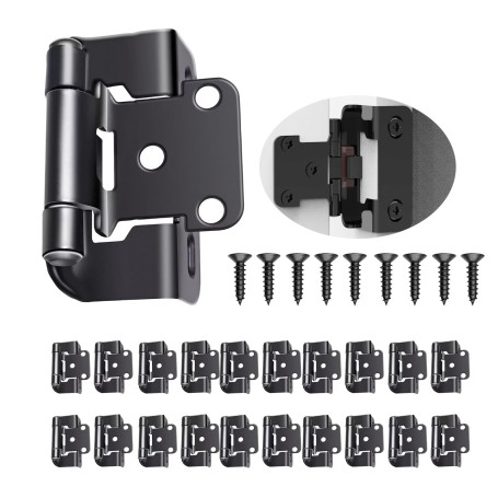 ZALHIN Charnières d'armoire - 10 pack de 5 paires de 1/2 pouces superposés charnières invisible avec Amortisseur Intégré Mécanis