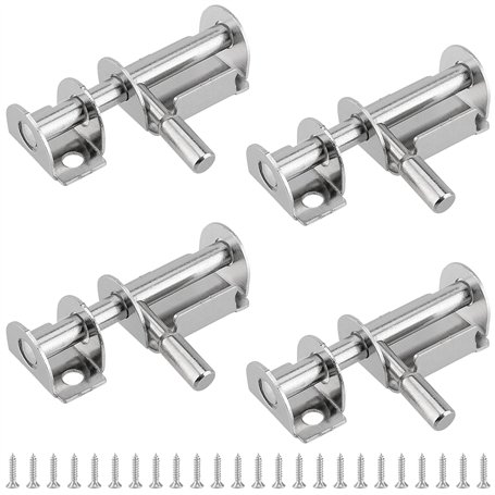 SYUTBOU Lot de 4 verrous coulissants en acier inoxydable - Petite fermeture coulissante - Verrou de porte de sécurité pour porte
