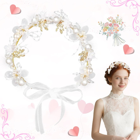 Brateuanoii Strass Perle Cheveux Bandeau