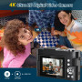 4K Appareil Photo Numérique 50MP Autofocus Compact Caméra avec 2.8'' Écran Rabattable 180° Digital Camera Zoom Numérique 16X ave
