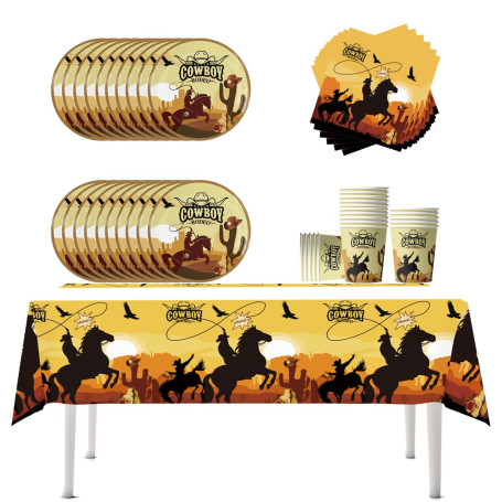 Fuwraixis Service de vaisselle sur le thème du cow-boy