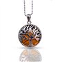 Thajaling Collier Reiki avec pendentif arbre de vie en argent et pierre œil de tigre - cristaux pierres à chakra