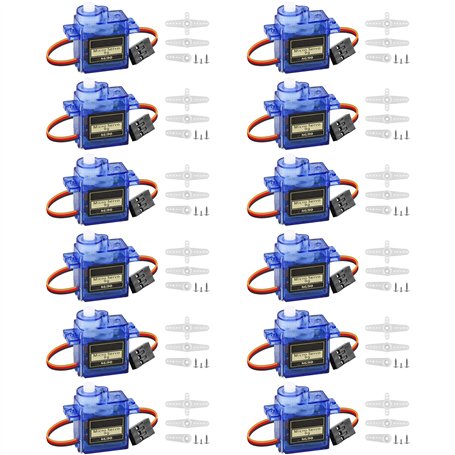 Vaileal 12 pièces 9G Micro Servo Moteur : Micro Servo Moteur 9G pour RC Robot Arm/Main /Marche Hélicoptère Bateau Avion Hélicopt