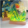 Lot de 4 socles LED en bois - Socle lumineux LED avec panneau lumineux et interrupteur USB - Couleurs chaudes - 15 cm de long -
