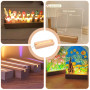 Lot de 4 socles LED en bois - Socle lumineux LED avec panneau lumineux et interrupteur USB - Couleurs chaudes - 15 cm de long -