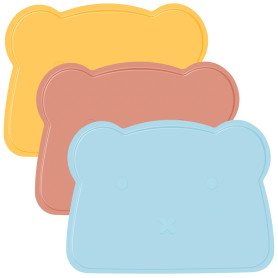 Lot de 3 sets de table en silicone pour enfants - Lavables - Antidérapants - Lavables - Anti-taches - Pour table à manger (bleu