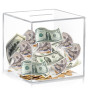 Tirelire en acrylique - 12 × 12 × 12 cm - Grande tirelire transparente - Ouverture par le haut - Ne s'ouvre pas - Pour le budget