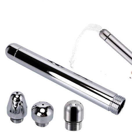 Douche Enema Douche pièces jointes en aluminium 3 Pomme de douche d'eau Buse anal rincer vaginal kit de nettoyage Cleaner + velo