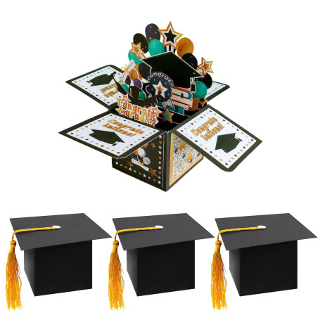 1 carte de vœux 3D pour l'obtention du diplôme et 3 coffrets cadeaux pour l'obtention du diplôme