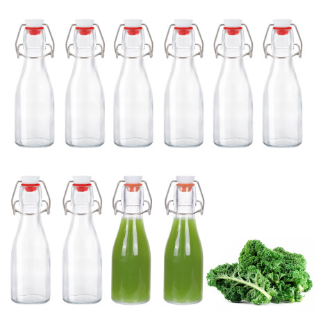 Lot de 10 Bouteille en Verre avec Bouchon Mécanique 150ml