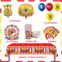 Vaisselle de Cirque Doyomtoy,Fournitures pour Fêtes d'anniversaire d'enfants75 pièces Décoration de fête de Cirque Assiettes Tas
