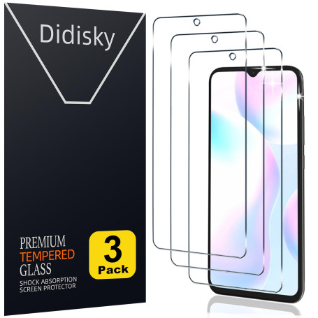 Didisky Lot de 3 Protecteur Verre Trempé pour Xiaomi Redmi 9A
