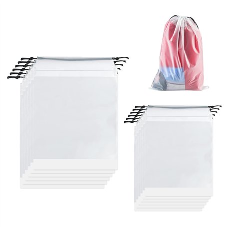 XPOOP 12Pièces Sac à Chaussures de Voyage Sacs à Cordon Givré Transparent Sacs à Chaussures étanches réutilisables avec Cordon d