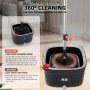 BUUROOHM Ensemble de seaux Si Mo 360° avec essoreuse et 4 tampons en microfibre avec poignée télescopique pré-ajustée avec sécha