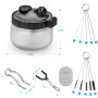 BLUESEABUY Nettoyage à Aérographe Kit Nettoyage Aérographe Outils Comprenant 1 Pot de Nettoyage pour Aérographe 5 Brosses en Nyl