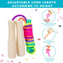 Zyluniy 2pcs corde à sauter enfant, 250cm corde à sauter arc-en-ciel pour enfants Corde à Sauter Réglable avec Poignées en Bois 