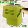 Zyluniy Poubelle à compost de cuisine 3 l - Petite poubelle bio suspendue - Petite poubelle pour plan de travail - Récipient ave
