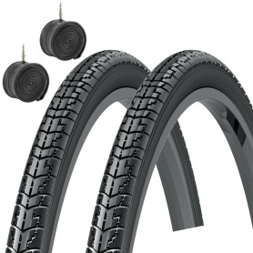 Lot de 2 pneus 700 x 35 + chambres à air velo