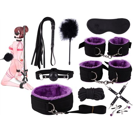 WreGmgg Ensemble de 10 pièces Violet Manchette réglable Ensemble de Sport Plumes bâton d'entraînement Whip