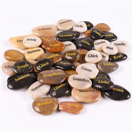 50PCS Pierres Gravées Message Allemand Chanceuse Inspirant