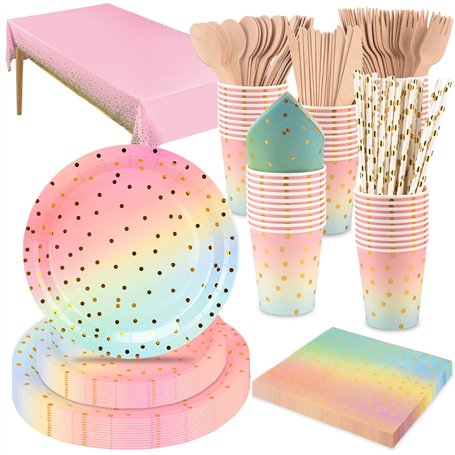 201 Pièces Service De Table Rose