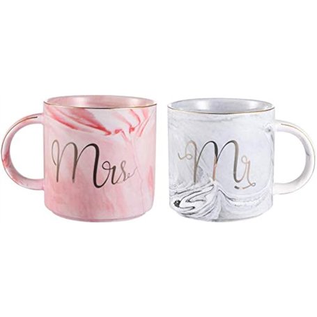 Greneric Mr and Mrs mugs tasses à café en céramique marbrées à motifs dorés