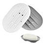 THATSRAD 2 PCS Porte Savon en Silicone 11.3*7.8*2cm Gris et Blanc Avec Trou Inférieur pour Douche