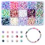 1200 Pcs 6mm Perles Rondes Perles D'imitation Perles Nacrées ABS Plastique Perles Lisses Colorées Perles d'espace Artificielle F