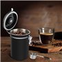 Boîte à Café Hermétique en acier Inoxydable,Acier Inox 1800 ml Capacité,Récipient avec Cadran de Date et Cuillère Doseuse Gratui
