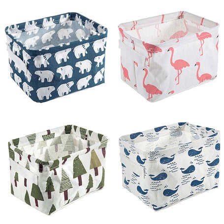 Czemo Ensembles de 4 Paniers de Rangement en Tissu Petite Boite de Rangement Pliable Organisateur Cube de Rangement pour étagère
