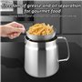 LUOJINYI Pot de Filtre à Huile en Acier Inoxydable, 2L Friteuse a Huile avec Filtre À Mailles Fines et Panier à Friture, Panier 