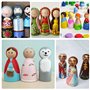 Szaboviktoria 20 Pieces Figurine En Bois 53mm Avec Pinceau, Figurines En Bois, Personnage En Bois À Peindre, Pour Bricolage, Ann