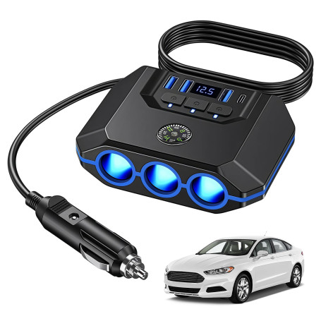 Sporgo Chargeur de voiture Répartiteur allume-cigare : 120 W Prise allume-cigare 12 V
