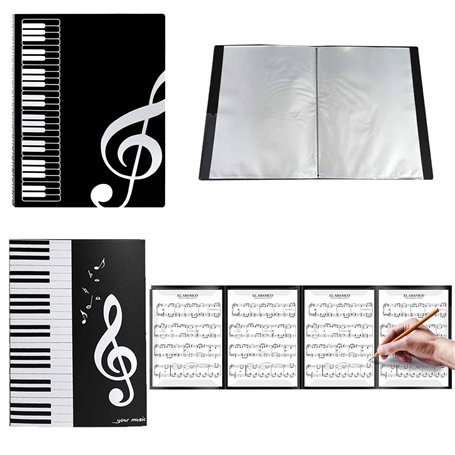 6 Pages Dossier de Rangeme+40 Pages Dossier de Musique Noir A4 Sonwaha Porte Partition Chorale Partition de Piano Se Déplier Cla
