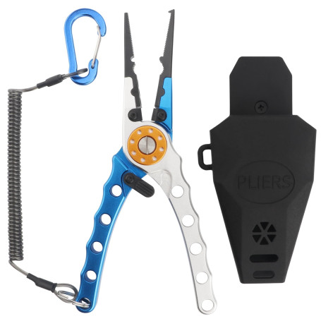 Miruchertter Pince de pêche résistante à l'eau salée - En aluminium - Pince coupante de ligne - Pince à anneau fendu avec cordon