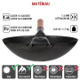 YOSUKATA Woks Et Poêles à Frire 36 cm - Wok à Fond Rond Pré-assaisonné - Wok Acier Carbone Noir - Compatible Avec Les Cuisinière