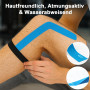 SURFOU Strap Sport Tape Kinesiologie, 2 Rouleau 5cm X 5m Bleu + Noir, Adhesive Forte, Bande Élastique Taping Récupération, Pour 